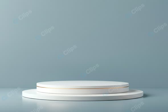 Minimalist White Podium on Blue Background