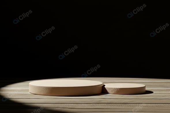 Wooden Display Platforms in Spotlight on Wooden Floor