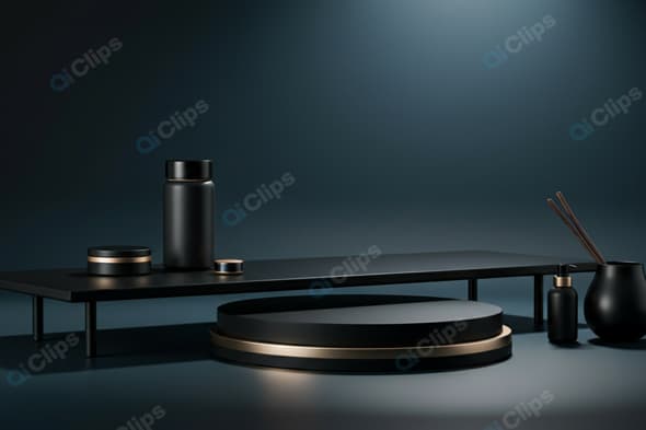 Minimalist Black Product Display on Dark Background