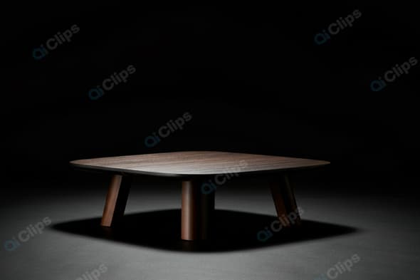 Wooden Coffee Table on Dark Background