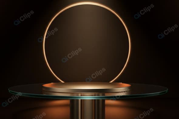 Futuristic Circular Pedestal with LED Ring Lighting