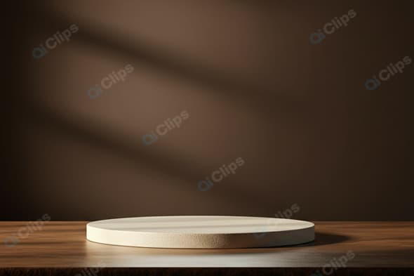 Empty Wooden Platform with Shadowed Brown Background