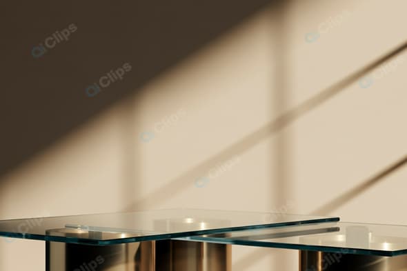 Glass Table with Sunlit Shadows on Wall