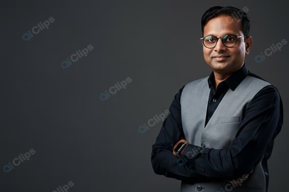 Professional Portrait of Businessman in Glasses and Vest