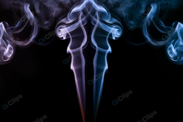 Abstract Symmetrical Smoke Patterns on Black Background
