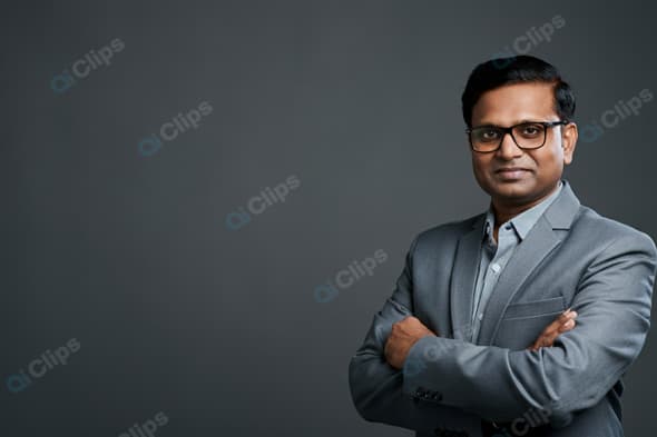 Business Professional Portrait in Gray Suit