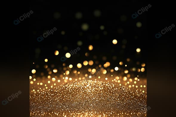 Golden Glitter Bokeh on Black Background