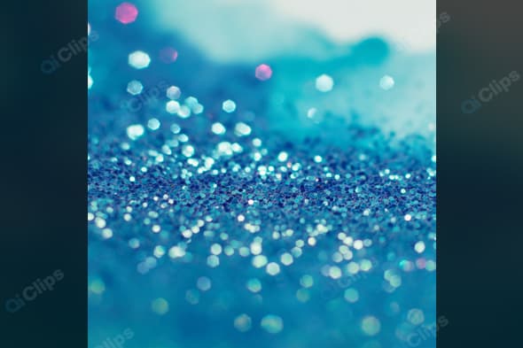Blue Glitter Macro with Sparkling Bokeh Effect