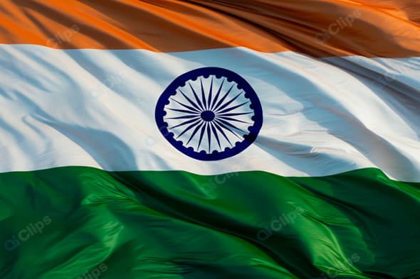 Indian Flag Gently Waving in the Breeze
