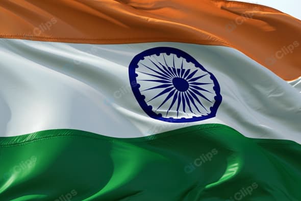 Indian Flag Waving in the Wind