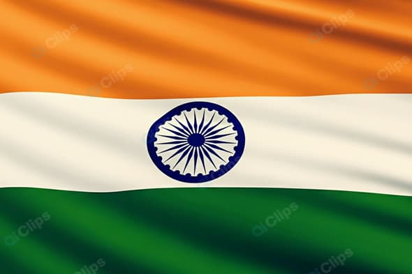 Indian National Flag Waving Close-Up