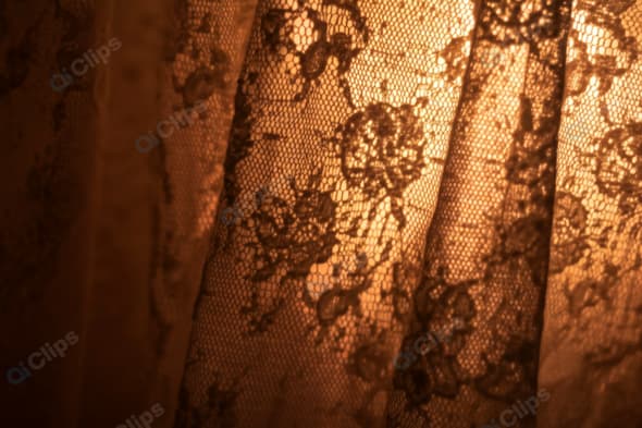 Lace Curtain with Warm Golden Light
