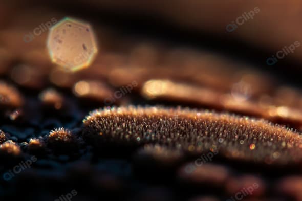 Macro Close-Up of Dew on Brown Surface