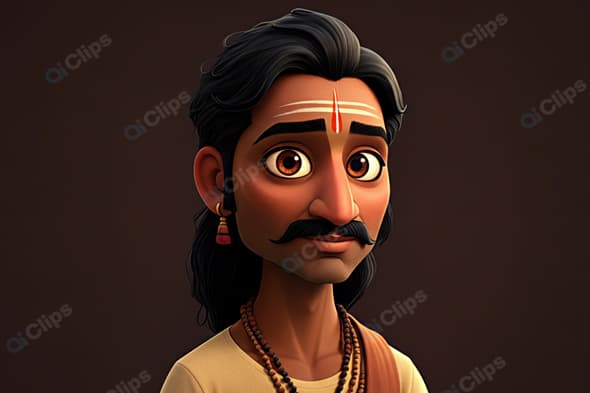 Traditional Indian Man Animated Portrait
