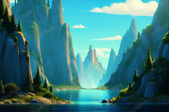 Serene Lake with Towering Cliff Landscapes