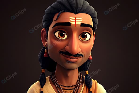 Cartoon Character with Traditional Indian Markings