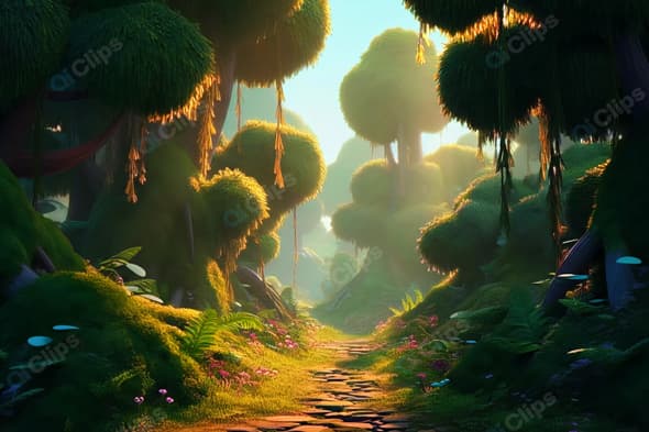 Enchanted Forest Path with Lush Greenery