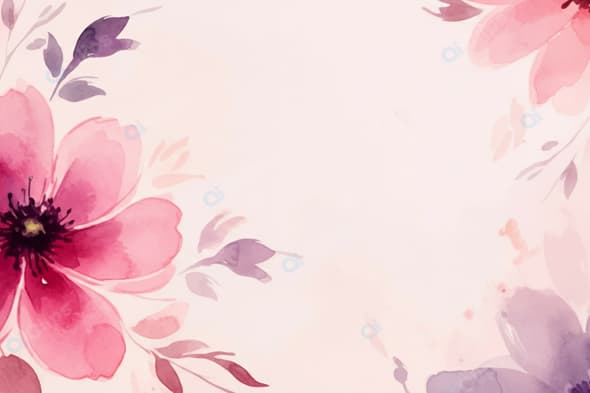 Watercolor Floral Background Featuring Soft Pink and Purple Blooms
