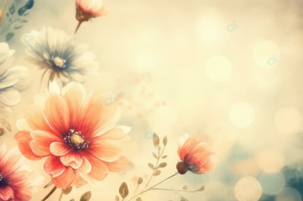 Vintage Floral Blooms with Soft Pastel Background