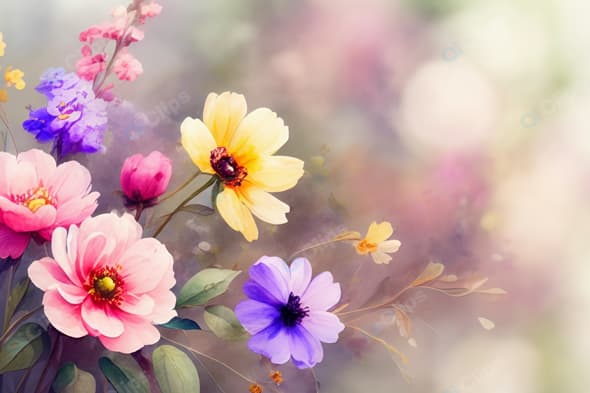 Colorful Floral Bouquet with Pastel Background