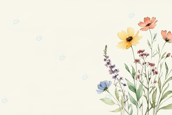 Watercolor Floral Bouquet on Light Background