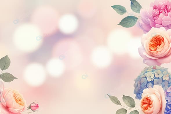 Romantic Floral Background with Roses and Peonies