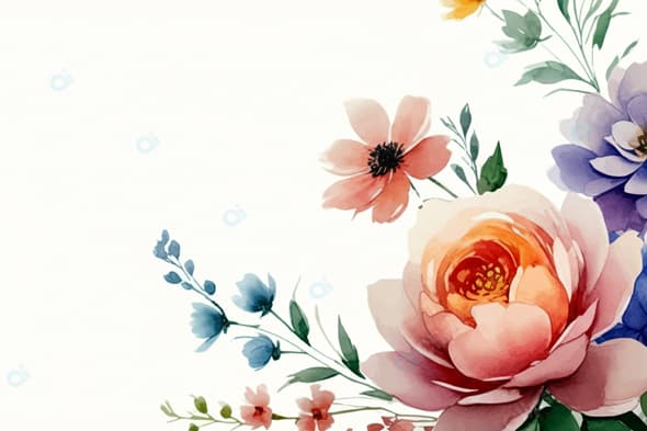 Watercolor Floral Bouquet with Pastel Flowers