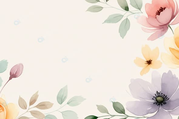 Watercolor Floral Background with Pastel Flowers