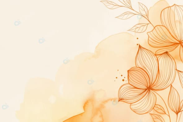 Orange Floral Watercolor Design with Soft Blooming Petals

