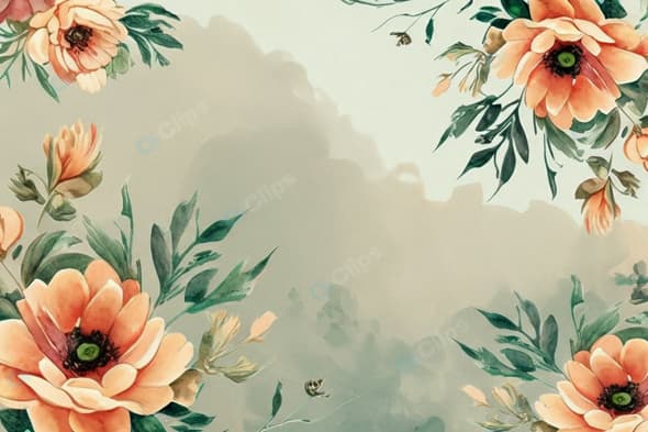 Elegant Watercolor Floral Bouquet on Green Background