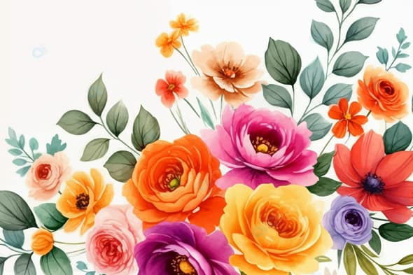 Vibrant Floral Bouquet with Green Leaves