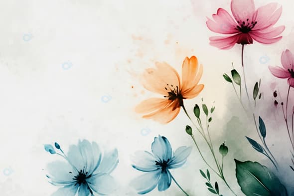 Watercolor Wildflowers with Soft Pastel Background