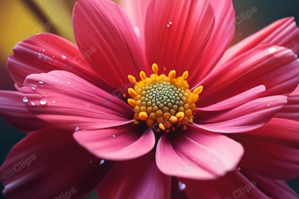 Vibrant Pink Flower Close-Up with Dewdrops