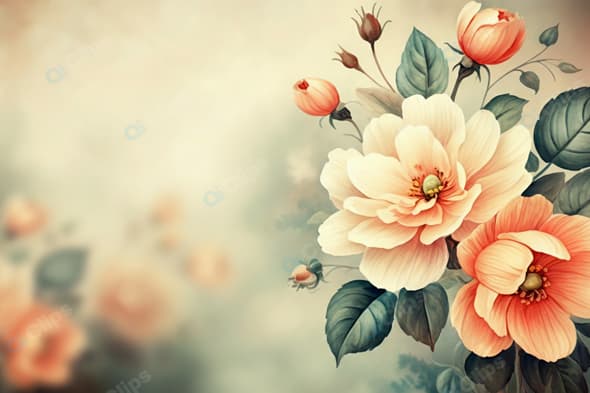 Vintage Floral Artwork with Pastel Roses