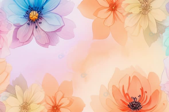 Colorful Abstract Floral Illustration on Pastel Background