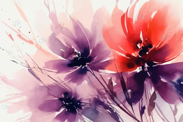 Abstract Floral Watercolor Art in Vibrant Hues