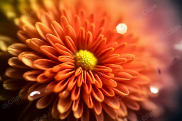 Vibrant Orange Chrysanthemum Macro Close-Up