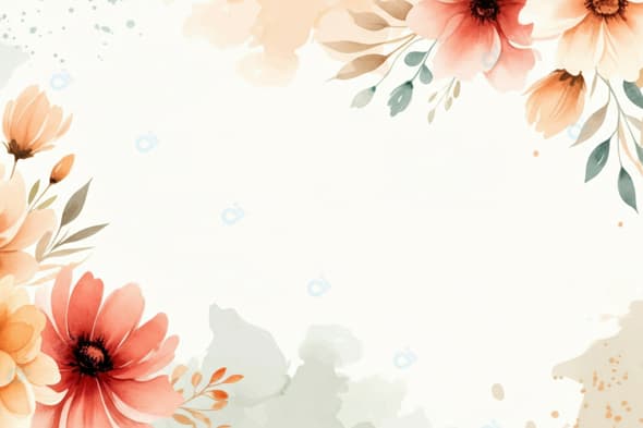 Floral Watercolor Border with Soft Pastel Flowers