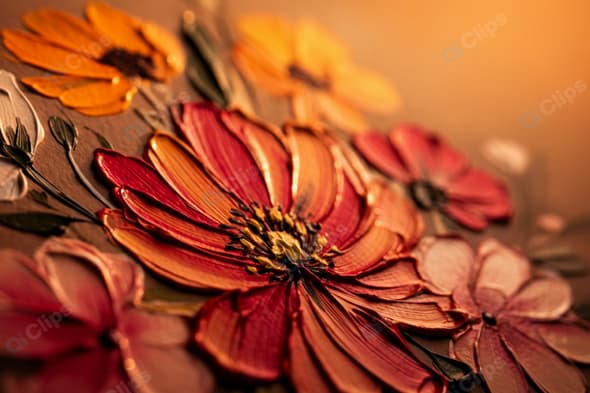 Embossed Floral Art in Warm Tones