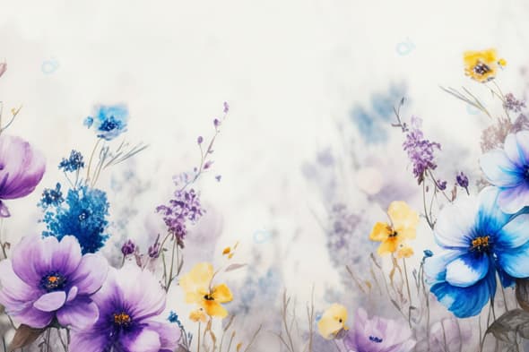 Watercolor Wildflowers in Soft Pastel Tones