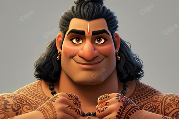 Animated Tribal Warrior Character Portrait
