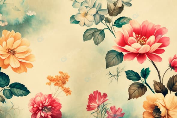 Vintage Floral Pattern with Colorful Blooms