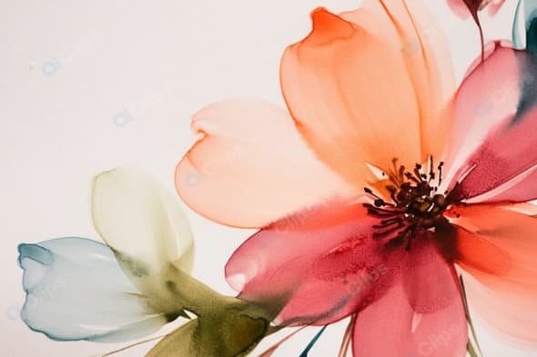 Watercolor Floral Art with Vibrant Petals