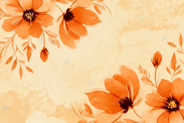 Orange Floral Watercolor Background Design