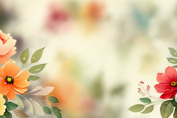 Floral Watercolor Border with Soft Pastel Background