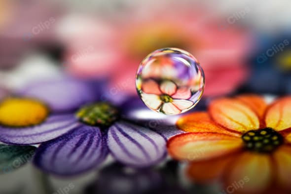 Macro Photography of Water Droplet on Colorful Flowers
