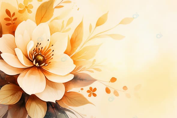 Floral Watercolor Art with Autumn Leaves