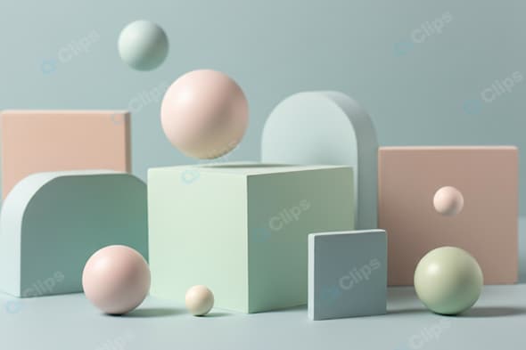 Pastel Geometric Shapes on Soft Background