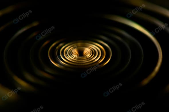Golden Ripples on Water Surface in Darkness