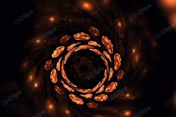 Swirling Cosmic Tunnel with Fiery Patterns